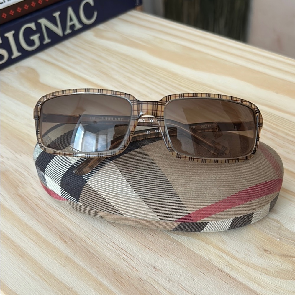Vintage Burberry Nova Check Sunglasses with Original Case